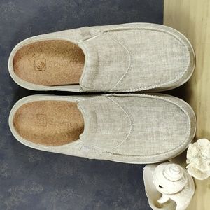 Spenco natural linen mules.